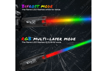 Unidade Tracer Bifrost com efeito de chama multicolorida (RGB Rainbow)